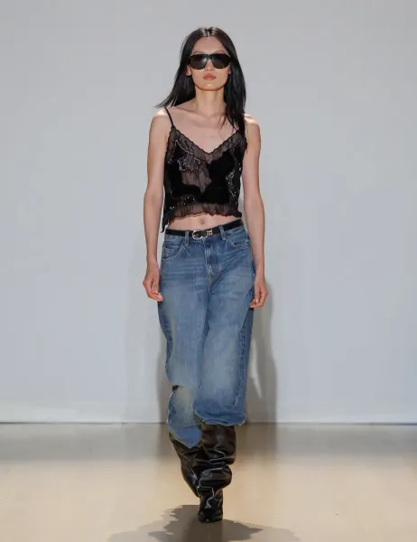 Per Una Beaded Lace Crop Cami Top Black