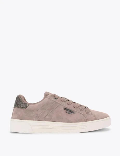 Carvela Lace Up Suede Trainers Taupe