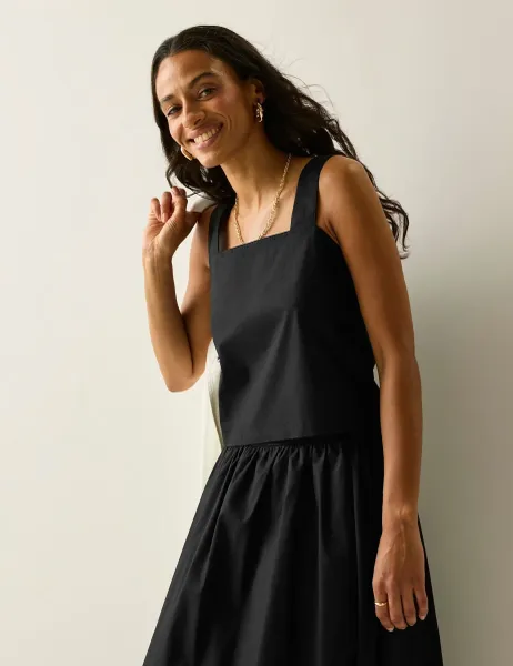 Regatta Laguna Pure Cotton Square Neck Vest Top Black