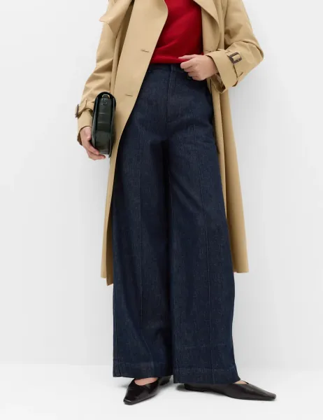 Marks & Spencer Premium High Rise Denim Trousers Indigo Mix