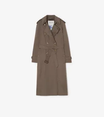 Long Tropical Gabardine Waterloo Trench Coat in Sepia brown - Women, Cotton