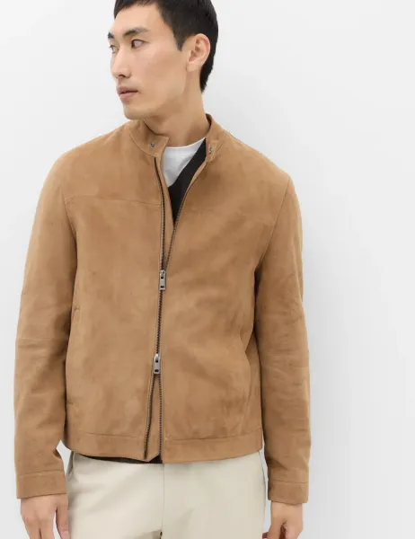 Marks & Spencer Suede Cafe Racer Jacket Sand