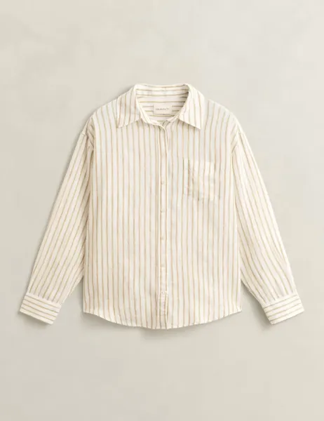 Gant Relaxed Fit Striped Linen Shirt Beige