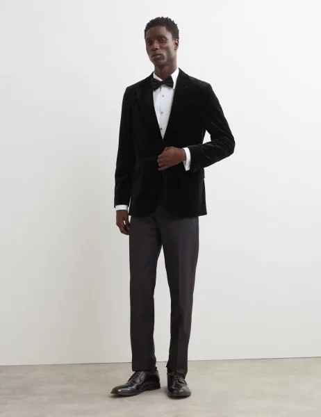 Jaeger Pure Cotton Velvet Blazer Black