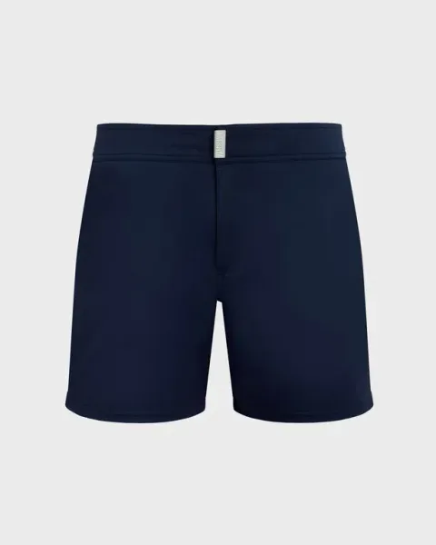 Vilebrequin Men Stretch Swim Shorts Flat Belt Solid