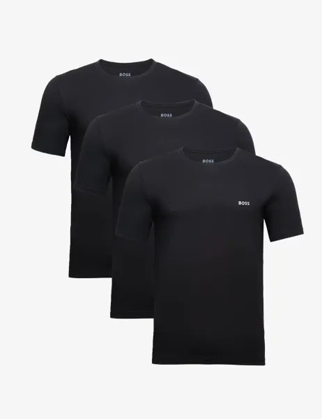 Boss 3 Pack Pure Cotton Crew Neck T-Shirts Black