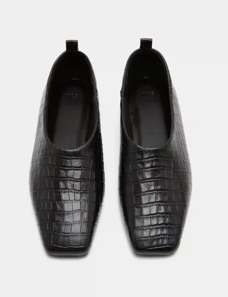 Marks & Spencer Leather Flat Square Toe Ballet Pump