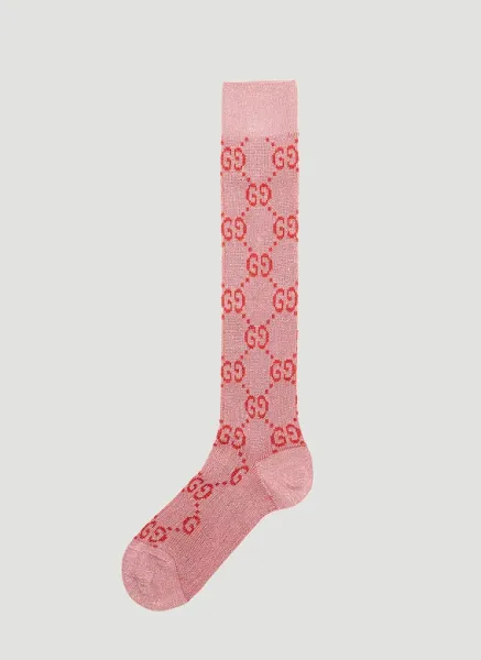 Metallic Interlocking G Motif Calf Socks