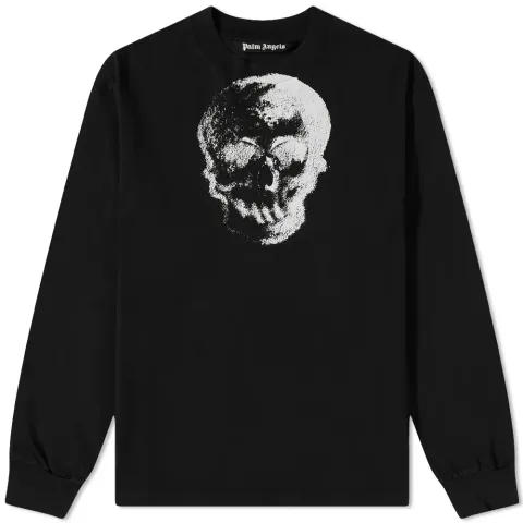 Long Sleeve Skull Print Back Logo T-Shirt