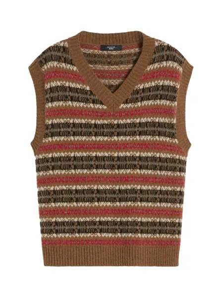 Wool and Alpaca Jacquard Gilet Camel