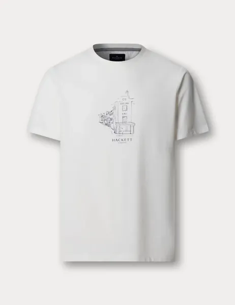 Hackett Pure Cotton Graphic T-Shirt White Mix