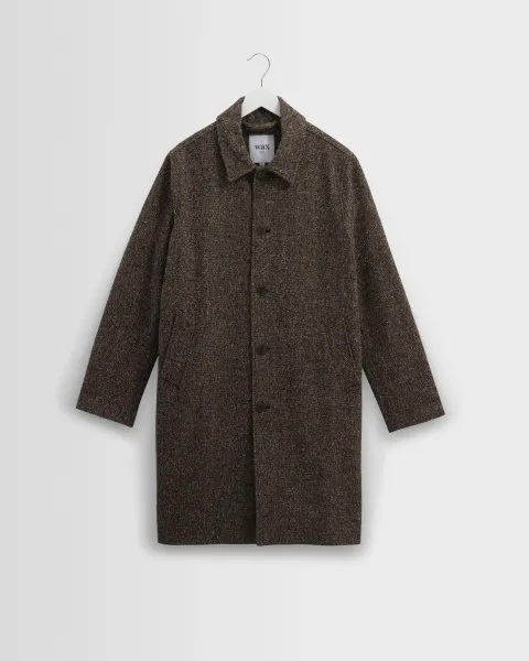 Wax London Stan - Brown Fleck Tweed Car Coat