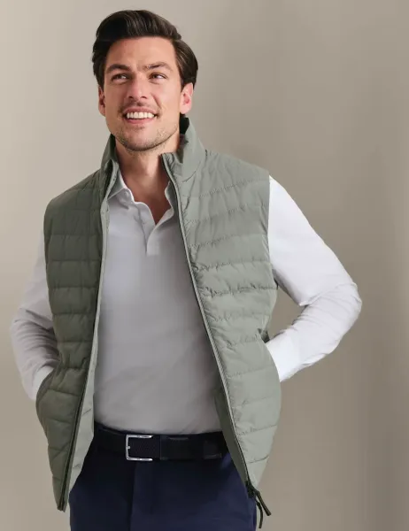 Charles Tyrwhitt Regular Fit Textured Collared Neck Gilet Sage