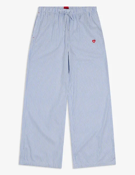 HUGO Cotton Rich Striped Pyjama Bottoms Blue