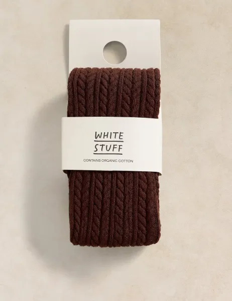 White Stuff Cotton Rich Textured Tights Brown