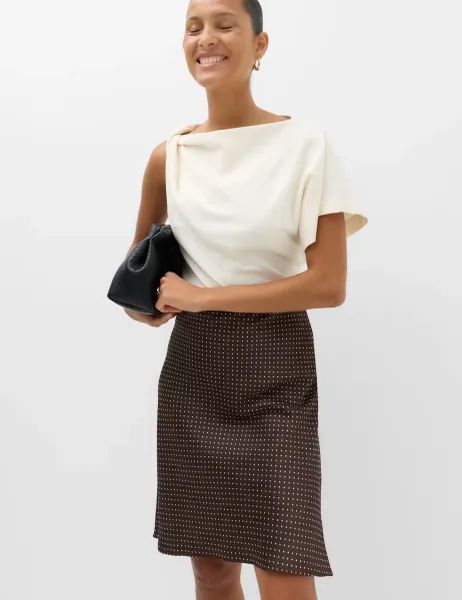Marks & Spencer Polka Dot Knee Length Skirt Chocolate Mix