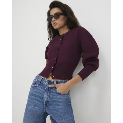 River Island Scallop Detail Knit Cardigan