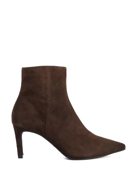 Dune London Wide Fit Suede Stiletto Heel Ankle Boots Brown