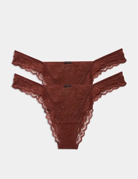 Marks & Spencer 2 Pack Ida Lace Miami Knickers Russet