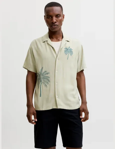 Jack & Jones Regular Fit Short Sleeve Embroidered Shirt Green