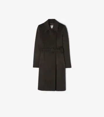 Wool Cashmere Tailored Coat in Dark sepia brown