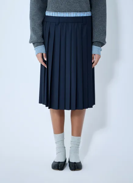 Pleated Batavia Midi Skirt