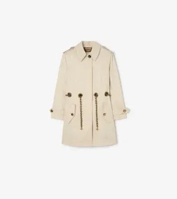 Short Gabardine Stonehaven Car Coat in Clam beige - Women, Cotton Gabardine