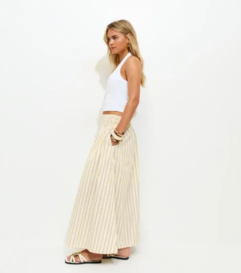 Women's Petite Yellow Striped Circle Skirt