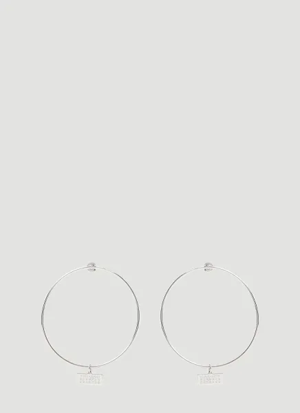 Numerical Logo Plaque Hoop Earrings
