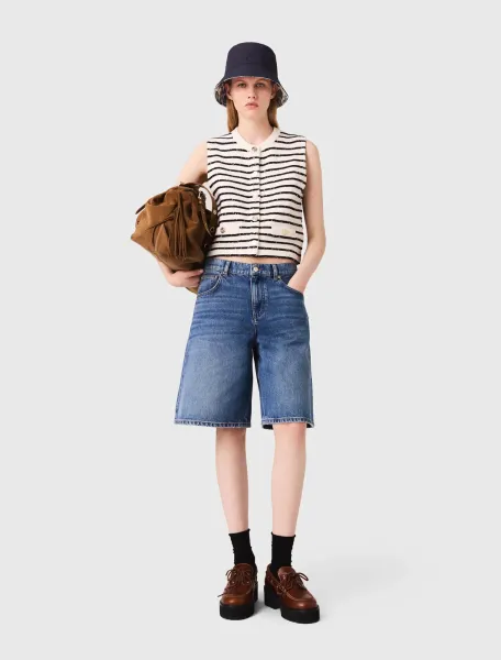 Striped wool blend top