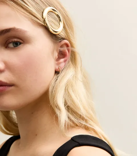 Gold Tone Metal Circle Detail Hair Slide