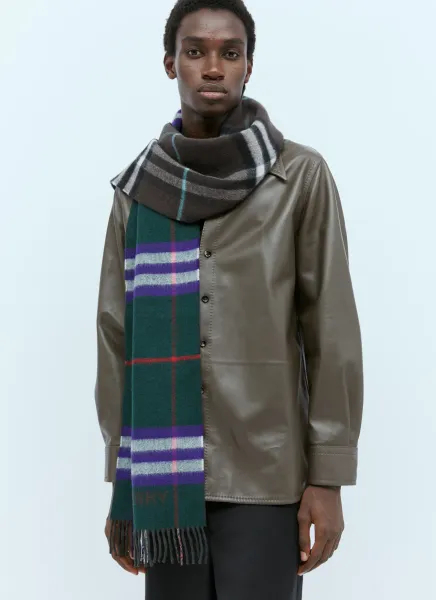 Contrast Check Cashmere Scarf