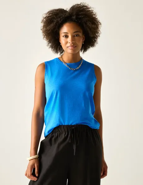 Regatta Fariene Pure Cotton Crew Neck Vest Top Blue