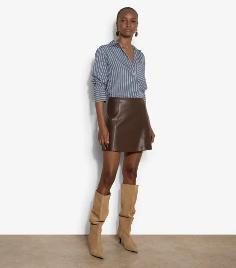 Apricot Women's Dark Brown Faux Leather Mini Skirt