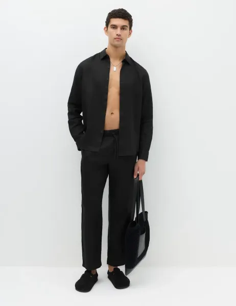 Marks & Spencer Regular Fit Pure Linen Shirt Black