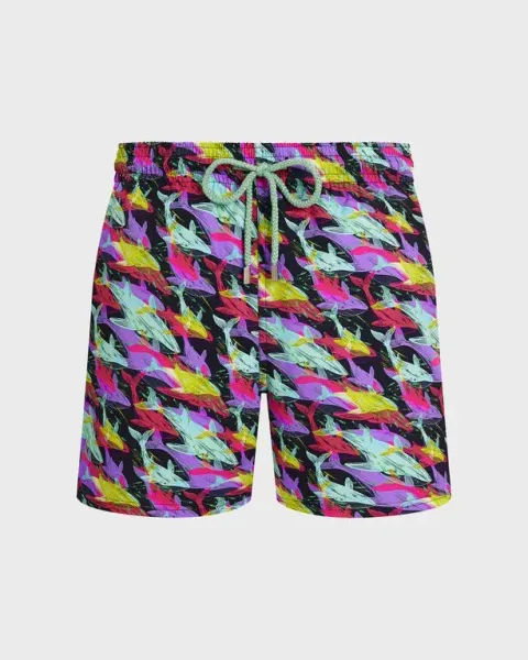 Vilebrequin Men Stretch Short Swim Shorts Whales Offset