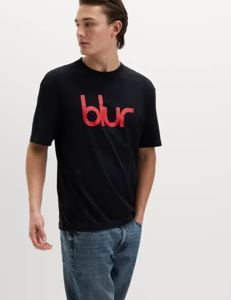 Marks & Spencer Pure Cotton Blur T-Shirt Black