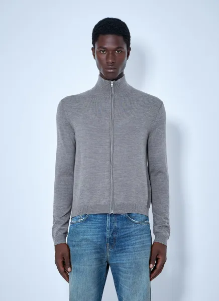 Zip-Up Bow Logo Cardigan