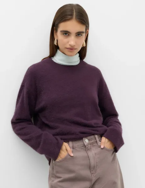 Marks & Spencer Cosy Eyelash Crew Neck Sweatshirt Aubergine