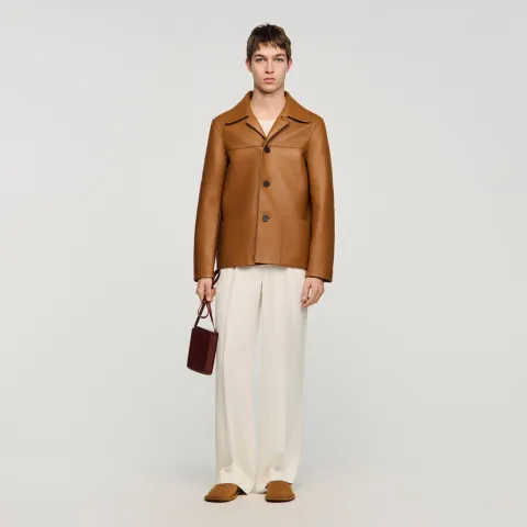 SANDRO Buttoned lambskin jacket