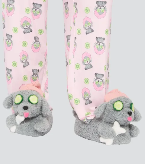 Women's Grey Doggy Slippers
