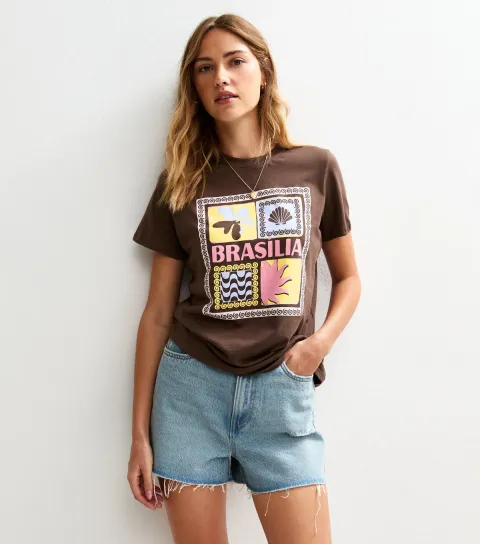 Women's Brown Brasilia Print T-Shirt