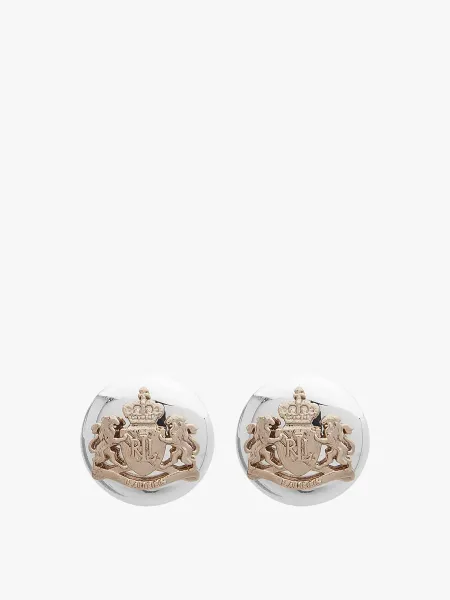 Lauren Ralph Lauren Two Tone Crested Button Earrings
