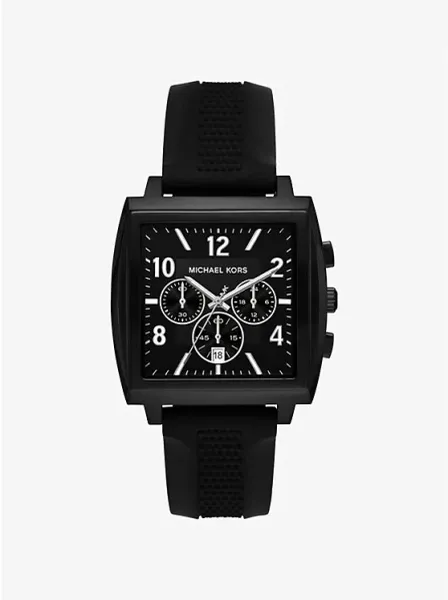 Oversized Rhys Black-Tone and Silicone Watch