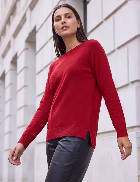 Roman Plain Soft Crew Neck Jumper Red