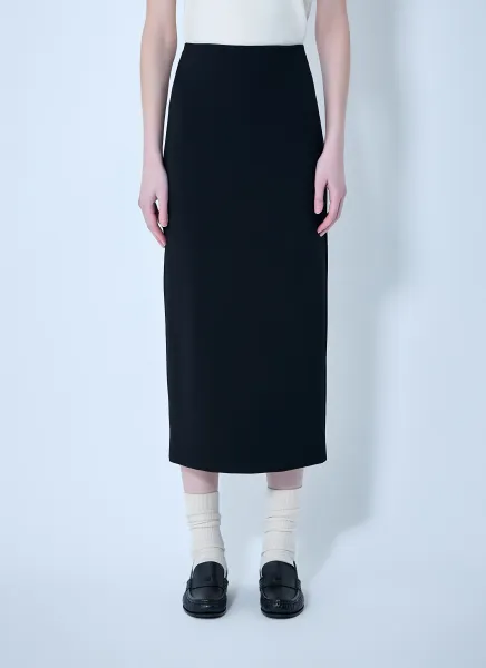 Compact Crêpe Jersey Midi Skirt