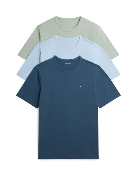 Tommy Hilfiger 3 Pack Signature Pure Cotton T-Shirts Grey Mix