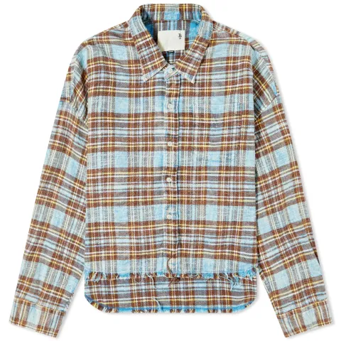 Drop Neck Cropped Check Shirt