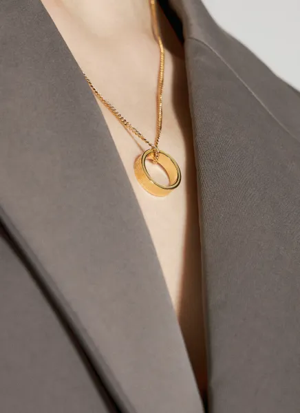 Numerical Minimal Signature Pendant Ring Necklace