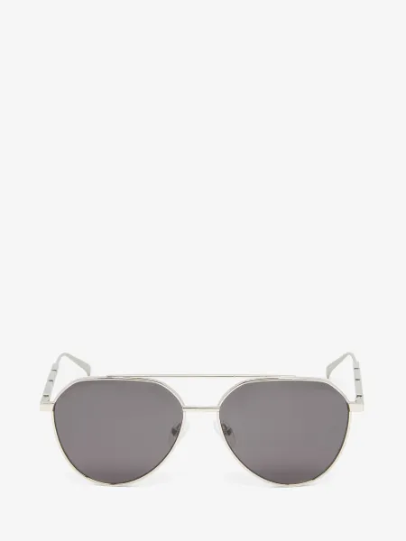 Metal Plaque Pilot Sunglasses